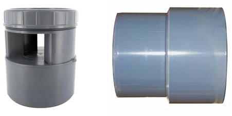 Regiplast AM100 Aérateur à Membrane ø 100-110 mm Gris & RCG Manchon raccordement ø 93/100 x 113 mm Gris