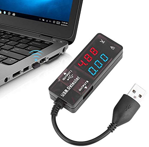 USB-Multimeter, YB26VA Dual Display USB-Detektor Voltmeter Amperemeter Spannung Strommessgerät Batteriekapazitätstester (Zweifarbig)