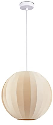 Paco Home Hängelampe Pendellampe Pendelleuchte Wohnzimmer Schlafzimmer Esszimmer Modern Lampenschirm Nylon Uni E27, Lampenart:Pendelleuchte - Typ 3, Farbe:Beige
