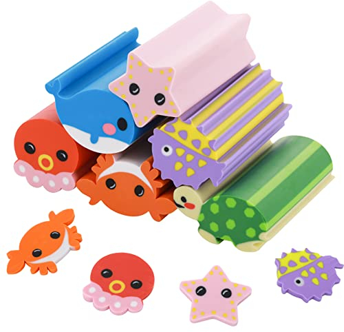 TIESOME 6pcs Ozean Radiergummi, 2B Kinder Radiergummi, Süße Neuheit Partytütenfüller Kleine Lustige Radierer Sport Radiergummi für Schule Schreibwaren Gastgeschenke (Ozean Radiergummi)
