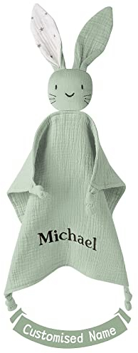 TYRY.HU Babydecke mit Namen Personalisierte Schmusetuch Kuscheldecke Schnuffeltuch Strick Geschenk zur Geburt(Grün)