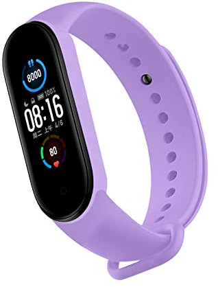 KBUYS Cinturino compatibile con Xiaomi Mi Band 6 5 4 3 Cinturino in silicone Cinturino da polso MiBand 3/4 Band5 Band6 7 Accessori for smartwatch (Color : Lavender 37, Size : Mi band 5)