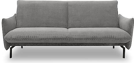 DOMO. collection Sofa Salta, 2-Sitzer Couch mit Schlaffunktion, 200 x 120 cm Liegefläche, modernes 2er Schlafsofa, Schlafcouch, Gästebett, 230 x 95 x 102 cm (BxTxH), grau