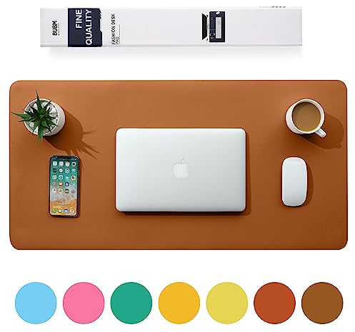 Multifunktionales Office Mauspad,BUBM 80 x 40 cm wasserdichte Schreibtischunterlage aus PU-Leder,Ultradünnes Mousepad,rutschfeste Schreibtischmatte, für Büro und Zuhause-Braun