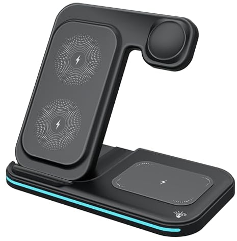 MMOBIEL Wireless Charging Station Compatible with iPhone, Apple Watch and AirPods - 3-in-1 Wireless Charger Stand - 15W - Premium Fast Charger - Fast Charging Dock - Black