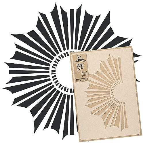 NAKLEO Pochoir Géométrique pour Peinture Murale Grand Format Diamètre 57 cm - M, Modèle en Plastique et Réutilisable, Ensoleillé Cercle, DIY Bricolage Artisanat Décoration, Bois Tissu Mueble