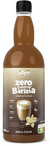 LoCCo Sciroppo Zero Calorie Vaniglia 1000ml, Sciroppo per Caffè e Topping Zero Calorie, Syrup Senza Zucchero con Stevia, Ideale per Dieta Keto e Vegana