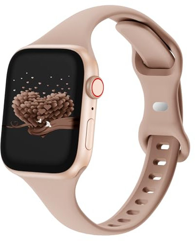 Correas compatibles con Apple Watch de 38 mm, 40 mm, 41 mm, 42 mm, 44 mm, 45 mm, 49 mm, correa deportiva de silicona de repuesto delgada y estrecha para iWatch Series Ultra 8/7/6/5/4/3/2/1 SE, mujeres