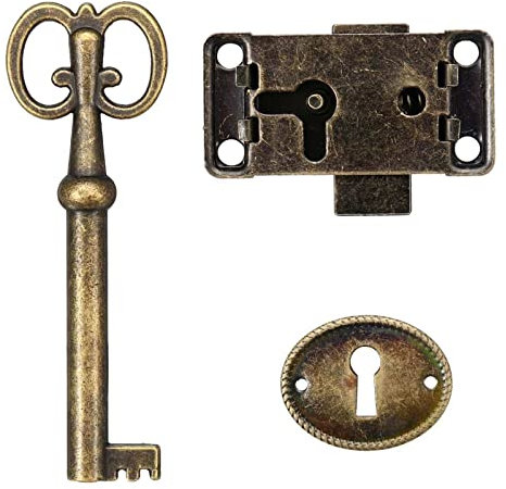 KmoNo 1 Ensemble Serrure Classique tiroir Armoire Garde-Robe Placard Porte en Alliage de Zinc Serrure Meubles Anciens comptoir tiroir serrures avec clé