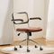 GHBXJX Bürosessel, Retro Bürostühle, Chefsessel 150 kg Belastbarkeit, Schreibtischsessel mit Rollen und Armlehne, Schreibtischstuhl Ergonomisch, Leder-Kissen, Höhenverstellbar,Braun,armlehne