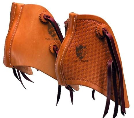 WILD RACE Neue Western-Tapaderos-Steigbügel-Sattel mit Blumenmuster, handgefertigt, genähtes Leder, robust, verkauft im Paar-Set (STYLE-14)