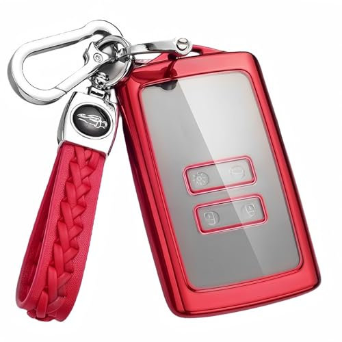 MEDZUK Coque Clé Compatible avec Dacia Sandero 3 | Sandero Stepway 3 2020-2024 2025 Coque de Protection pour clé de Voiture TPU, Accessoire Étui pour Clés avec Porte-clés (Rouge)