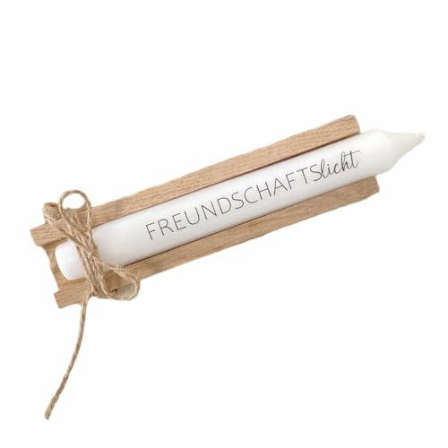 AWASG Kerze mit Spruch - Freundschaftslicht - Geschenkkerze Danke mit Kerzentattoo - Stabkerze Beste Freundin Freundschaft