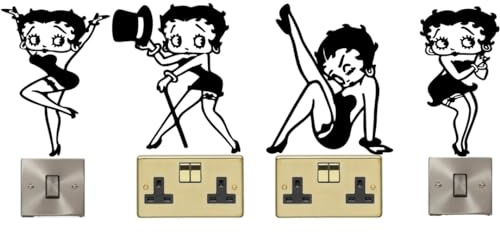 Betty, Decal Bumper, Laptop, Light Switch, Window, Mirror, Socket Sticker x 4, Matte Black