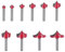 TAOMENJS 10pcs Point Cutting Round-Over Groove Router Bit, 6mm Shank, 8-32mm Cutting Diameter, 2 Flutes, Carbide Tipped, Ideal for Woodworking
