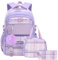 WYCY Mochila escolar para niñas, mochilas grandes para adolescentes y niñas, bonita bolsa de libros con compartimentos, Bolsa escolar + lonchera aislada + estuche para lápices, color morado, L, Bolsa