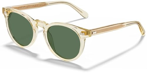 CARFIA Men's Sunglasses Polarised Round Vintage Acetate Design UV400 Protection Cat 3 Eyewear for Driving and Travel CA5506