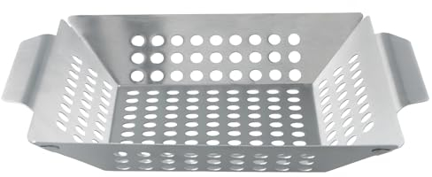 Cestino Barbecue in Acciaio Inox - Griglia Verdure BBQ Elettrico, Mini Griglie e Cestello, Vassoio Acciaio Inossidabile per Verdure a Legna