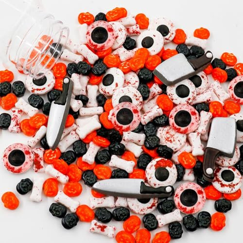100g Essbare Halloween Süßigkeits Streusel,Zuckeraugen Essbar,Zucker Augen halloween,Grabstein Cupcake Topper,Halloween Tortenaufleger,Zuckeraugen Deko für Cookies Muffins Törtchen Cupcakes