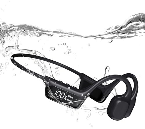 Wasserdichte Kopfhörer Schwimmen lPX8 Knochenschall Kopfhörer Bluetooth 5.4, Unterwasser Kopfhörer Wasserdicht Schwimm with 32 GB MP3 Player Schwimmen für Sport Schwimmkopfhörer Wasserdicht (Schwarz)