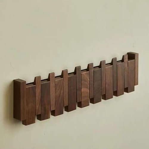 Suixtil Hölzerne klappbare Garderobe, Klavierschlüssel klappbare Haken Garderobenhaken, hölzerne Wandkunst zum Aufhängen von Handtüchern, Mänteln und Schals Wandhalter(Braun,41cm)