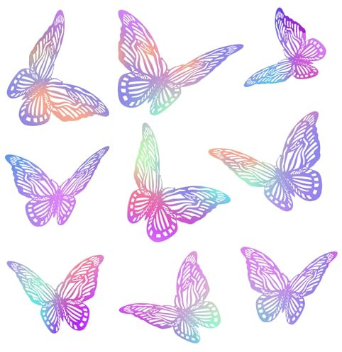 48 Stück Schmetterlinge 3D Aufkleber, 3 Größen Schmetterling deko Wandtattoo Laser Schmetterlinge Aufkleber, Schmetterling Wanddeko Butterfly Wandsticker für Geburtstag Party DIY Handwerk