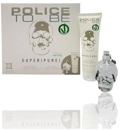 Police To Be Geschenkset für Herren, Eau De Toilette, Spray 40 ml + Dusch-Shampoo 100 ml (Set, To Be Super Pure)