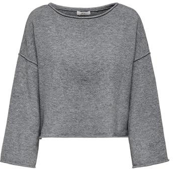 Jacqueline De Yong Damen Jdyrue Life L/S Boat Neck KNT Noos Pullover, Medium Grey Melange, S EU