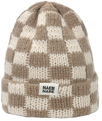 Unisex Mütze Damen Winter Herren Beanie Wintermütze Damen Karierte Mütze Damen Strickmütze Thermo Strickmütze Laufmützen Wintermütze Weich Slouch Kint Hat Cap Für Herren Damen (Acryl, Beige1)