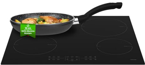 Avilia Padella Alluminio 16cm e Rivestimento Antiaderente in Pietra - Compatibilità Universale, Anche per Induzione - Resistente ai Graffi, Danni e Abrasioni - Facile da Pulire Anche a Mano