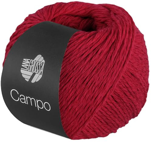LANA GROSSA Campo | Feines, mehrfach verzwirntes Baumwoll-Mischgarn mit Struktur | Handstrickgarn aus 65% Baumwolle & 25% Viskose & 10% Leinen | 50g Wolle zum Stricken & Häkeln | 165m Garn FB 27