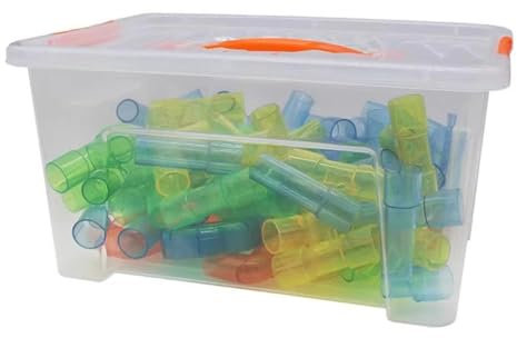 LLTCMYGS Montessori farbiges transparentes Rohrbausteinspielzeug, Sommer Wasser Spiel Rohr Bauspielzeug