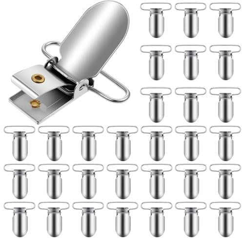 Classicseali 30 Stück Hosenträger-Clips, Suspender Clips, Robuste Metall Clips zur Herstellung von Bettlakenverschlüssen Trägern Lätzchen-Clips Spielzeughalter(Silber)