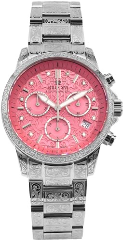 LOUIS XVI Palais Royale Femme 6022 - Ø 38 mm - Damen Uhr - Wasserdicht - Armband Silber - Zifferblatt Flamingo Blush Rosa mit Diamanten - Schweizer Quarzwerk