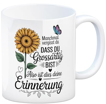 speecheese Kaffeebecher Du bist grossartig Sonnenblume Lustige Kaffeetasse | mit Spruch für Büro und Zuhause