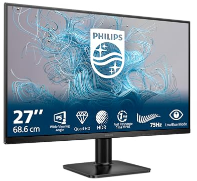 PHILIPS Monitor 27E2N1590L 27 pollici 2560x1440, WQHD, 75Hz, IPS Panel, 4ms GtG, (HDMI1x 1.4 DP 1x 1.4) HDR10, Nero