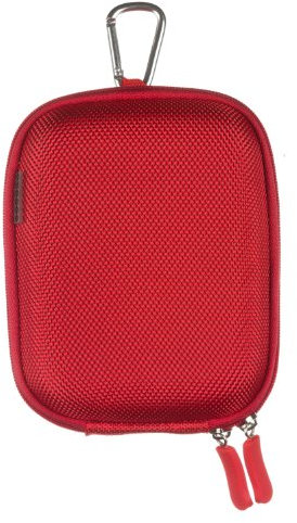 Trendz Zipped Hard Case Cover Bag with Belt Loop and Carabiner for Universal Compact Digital Cameras (Usable Size Approx.: H 110 x W 70 x D 28 mm) - Red
