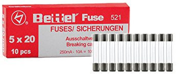 EDI-TRONIC 10 Piezas de fusibles de Vidrio de fusión rápida 5x20mm 250V Flink TYP521 0,63A