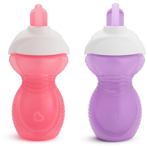 Click Lock Flip Straw Cup, Pink/Purple, 9 Ounce, 2 Count