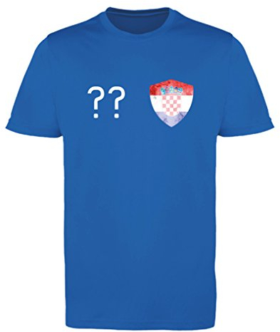 Comedy Shirts - Kroatien Trikot - Wappen: Klein - Wunsch - Herren Trikot - Royalblau/Weiss Gr. XL