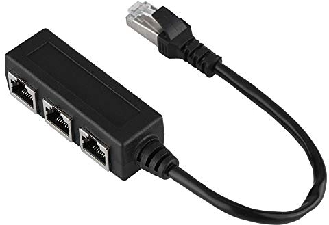 RJ45 Ethernet Cable Splitter Adapter, Ethernet Splitter 1 Male To 3 Female Port Ethernet Extension Cord Cable Adapter LAN Splitter for Cat5, Cat5e, Cat6, Cat7, Black