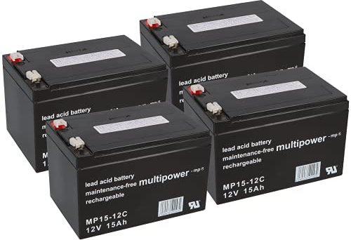 Batterie compatible avec scooter électrique MZ Charly 4 x 12 V 15 Ah AGM Batterie au plomb comme 12 Ah 14 Ah