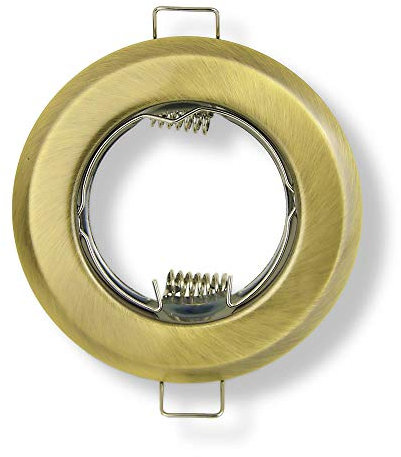 6x Einbaurahmen Set rund für GU10 230V - geeignet für LED und Halogen-Leuchtmittel - Rahmen in schöner Optik - Einbaustrahler hochwertig verarbeitet | messing