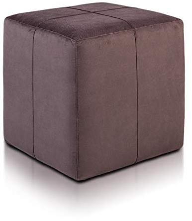 Ecopuf Cube - Sitzhocker Hocker Kunstleder Mikrofaser Sitzbox Quader Würfel Pouf Ottomane Fußbank für's Wohnzimmer Wohneinrichtung 40x40x40 cm Faber Braun A84