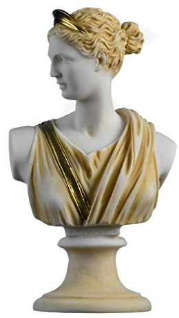 Artemis Diana Büste griechische Statue Natur Mondgöttin Goldton 22 cm
