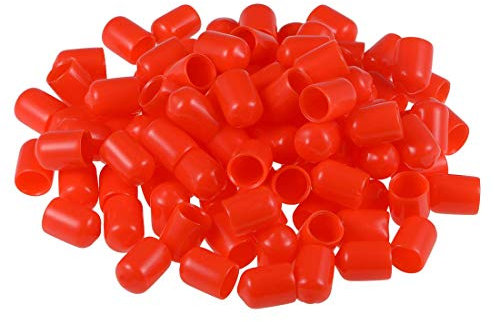 100 Stück Endkappen aus Gummi 9 mm ID rund Kappe Deckel flexibel Schraube Schutzdraht rot