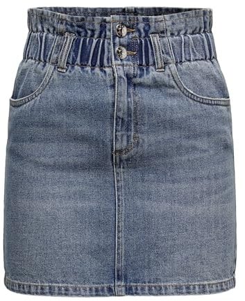 ONLY ONLMILLIE HW Mini Paper DNM Skirt GUA Gonna, Medium Blue Denim, XS Donna