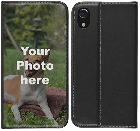 PhoneNatic Case kompatibel mit iPhone Xr Personalisierte Handyhülle Kunstlederhülle schwarz zum selbst gestalten mit eigenem Foto