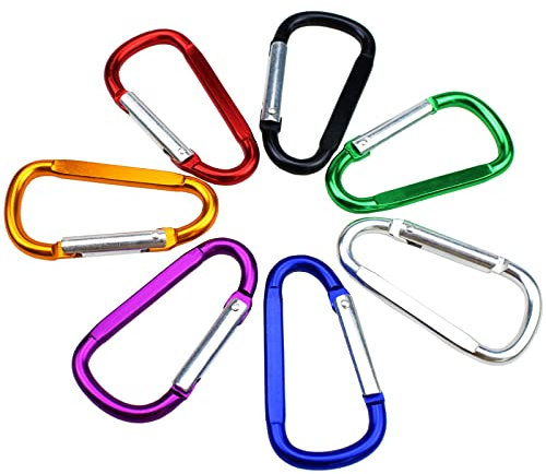 7 Pcs Large Carabiner D Ring Clip Hook Durable Keychain Camping Accessories for Outdoor, Fishing, Hiking, Traveling
