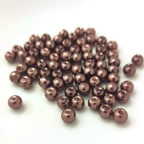 (2 mm/Braun) Glasperlen - Bastelperlen aus Glas rund - 30 Farben mit Loch Perlen zum Basteln auffädeln Armbänder Traumfänger bunt Set DIY mini kleine große Kinder Bastelperlen Schmuck